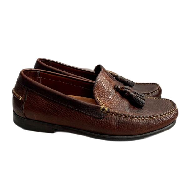 Johnston & Murphy Slip On Tassel Loafers Brown Leather Mens Size 9.5 - Picture 1 of 7